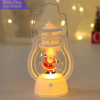 Portable LED Christmas Santa Claus Snowman Lanterns Indoor Decor Lights Battery Powered
