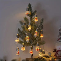 Snowball Clear Bulb String Lights With Christmas Santa Claus Snowman Tree Gifts Mix Battery Powered Light