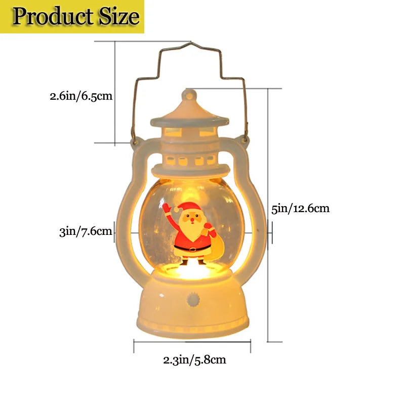 Portable LED Christmas Santa Claus Snowman Lanterns Indoor Decor Lights Battery Powered