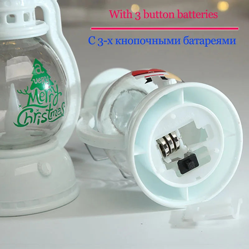 Portable LED Christmas Santa Claus Snowman Lanterns Indoor Decor Lights Battery Powered