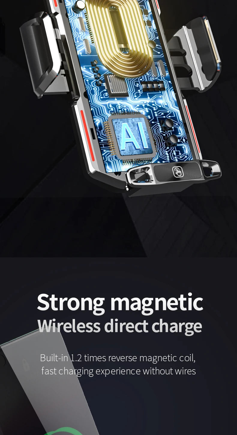 Magnetic Car Phone Holder  Wireless Fast Charger Infrared Induction Air Vent Bracket