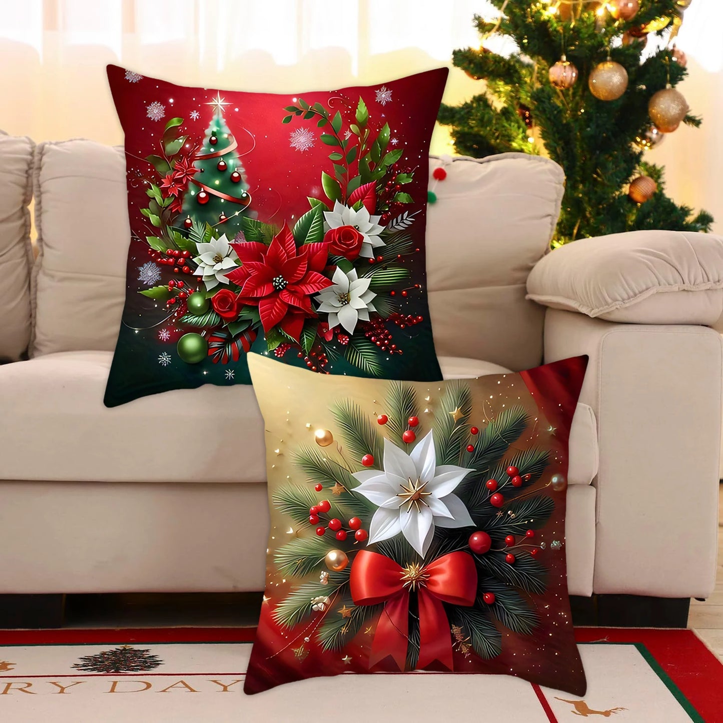 1pcs 2D Christmas Pillow Cover Xmas Party Decoration