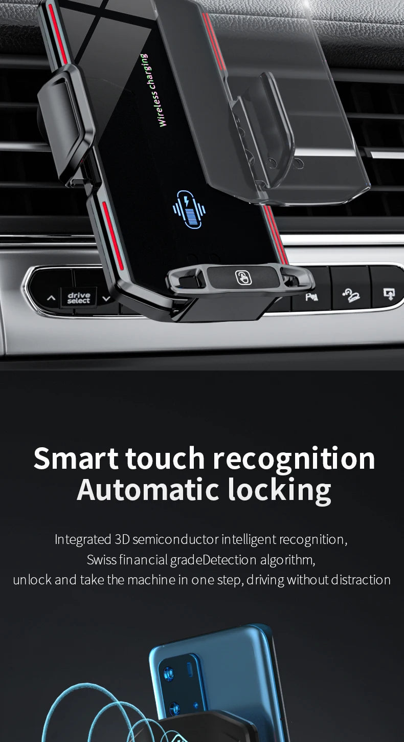 Magnetic Car Phone Holder  Wireless Fast Charger Infrared Induction Air Vent Bracket