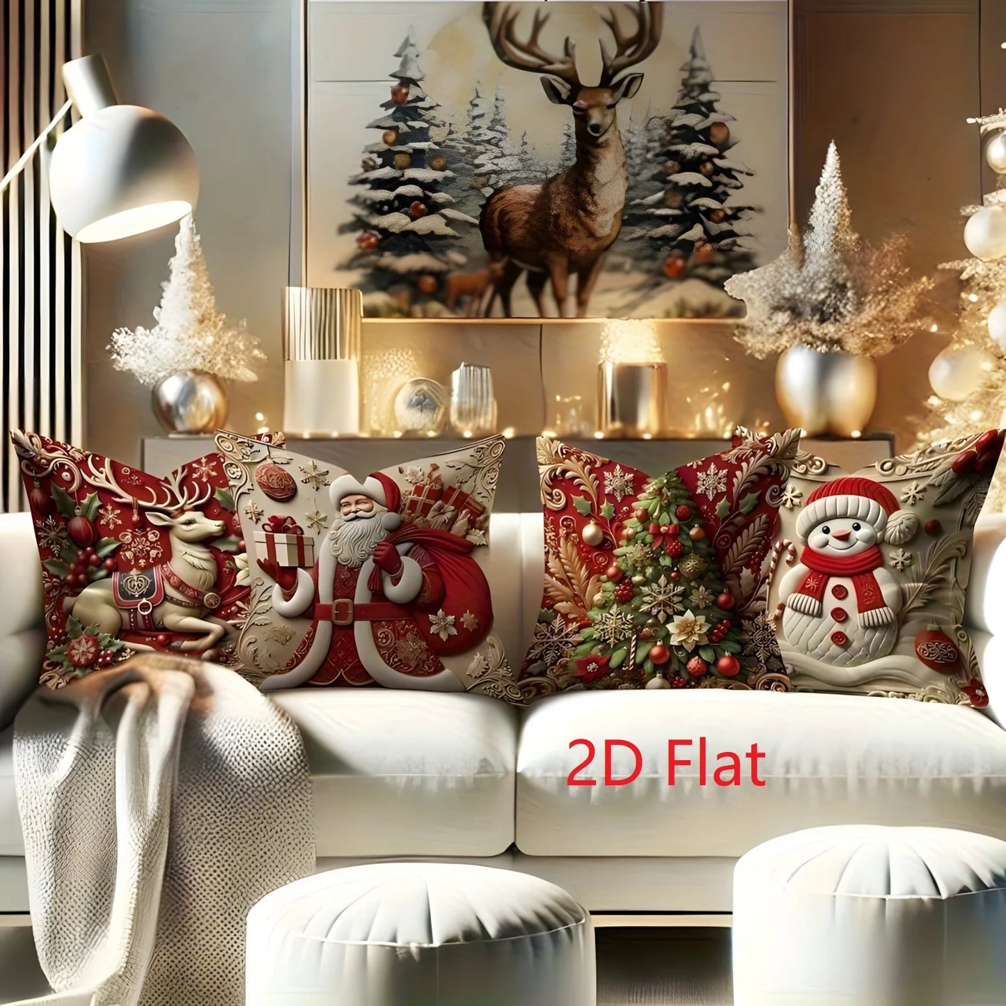 1pcs 2D Christmas Pillow Cover Xmas Party Decoration
