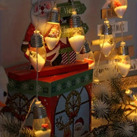 Snowball Clear Bulb String Lights With Christmas Santa Claus Snowman Tree Gifts Mix Battery Powered Light