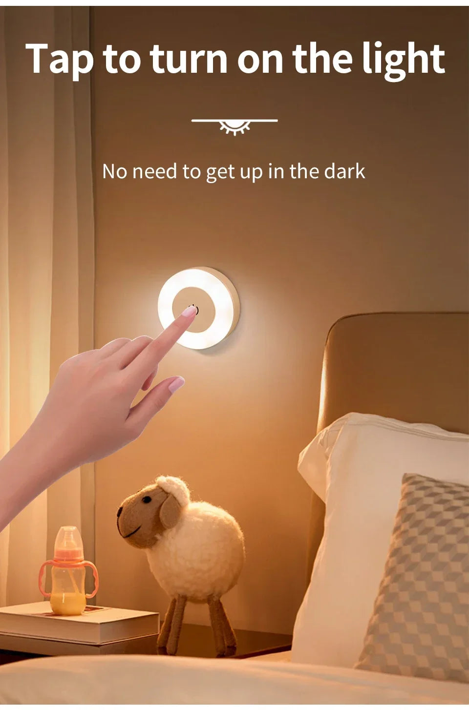 Rechargeable Night Light with Touch Switch Dimmable Magnetic Book Light