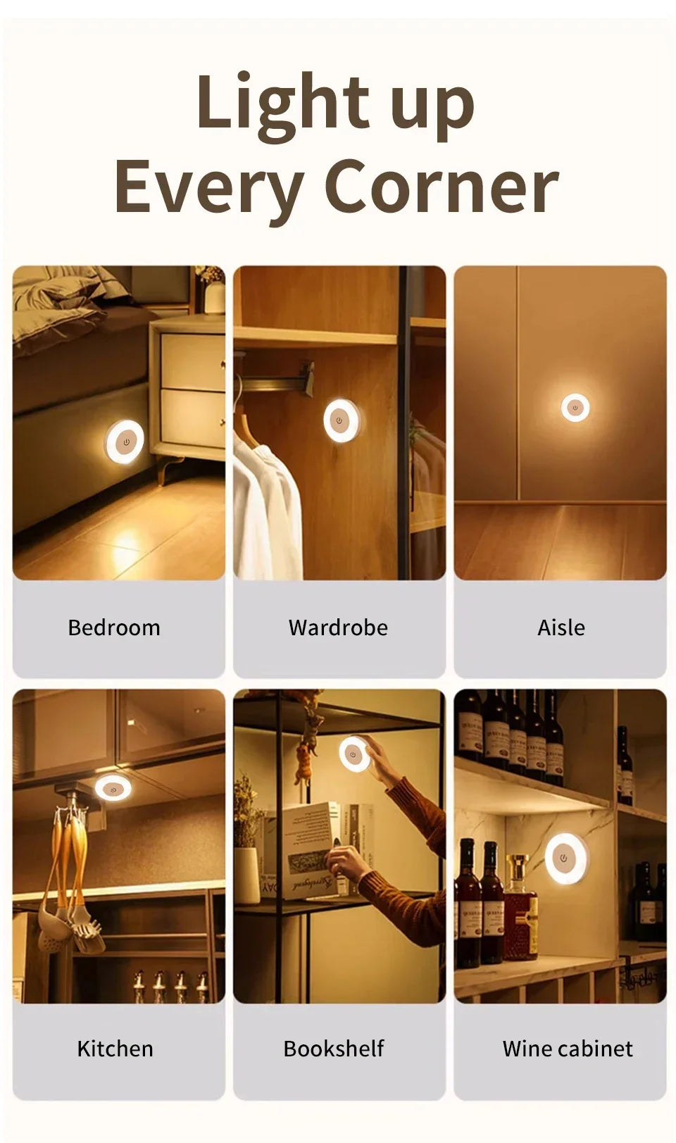 Rechargeable Night Light with Touch Switch Dimmable Magnetic Book Light
