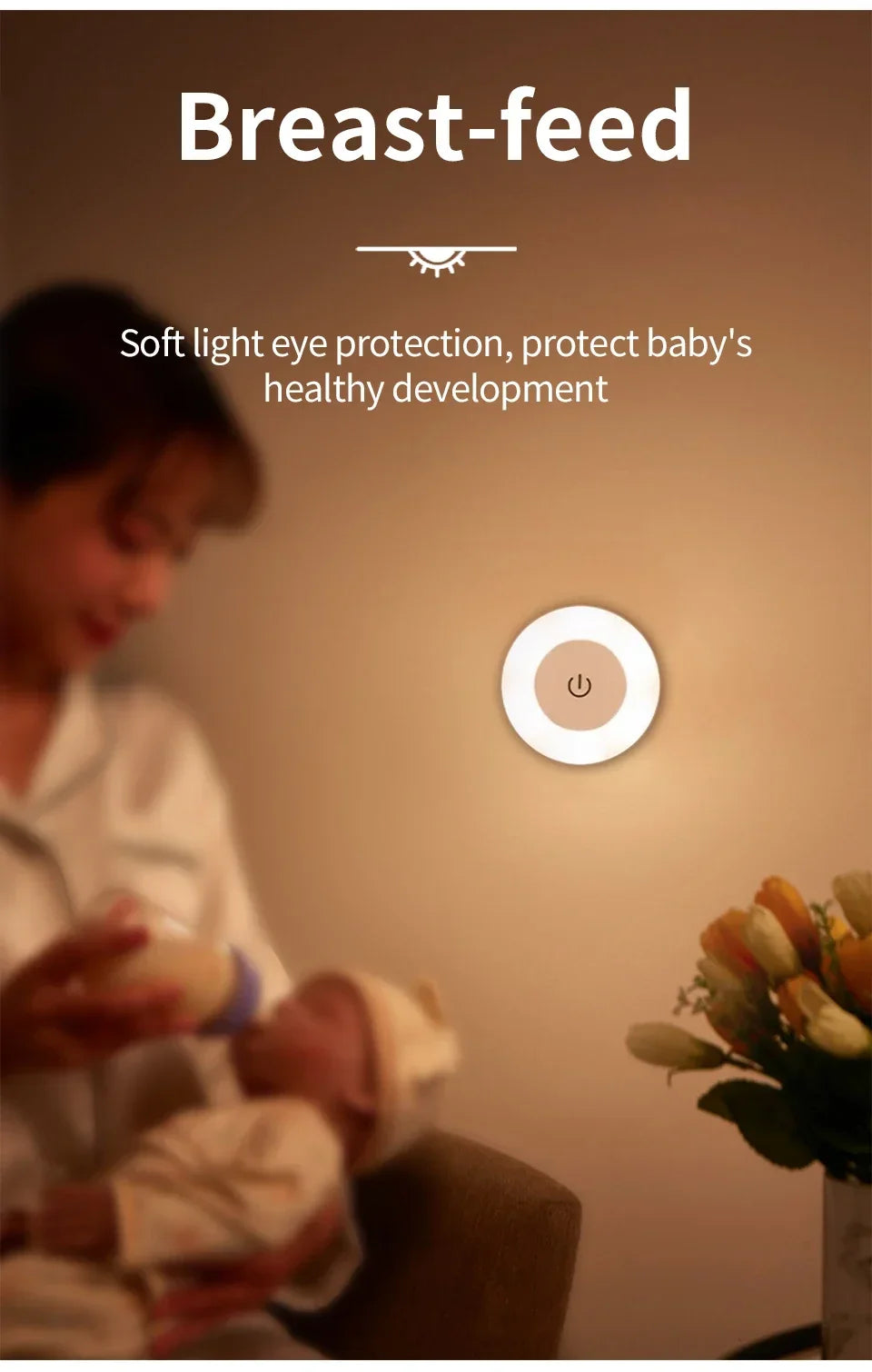 Rechargeable Night Light with Touch Switch Dimmable Magnetic Book Light