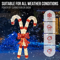 Lighted Candy Cane And Red Bowknot Christmas Decorations