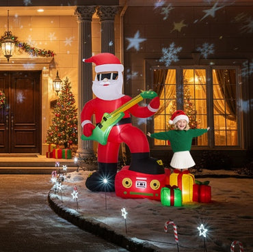 5FT Black Guitar Old Man, 4 LED 210D Polyester Christmas Inflatable Decoration